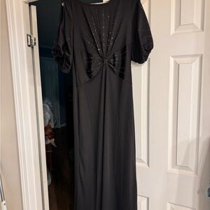 Ever Pretty Black Ruched Puff Sleeve Cocktail Dress